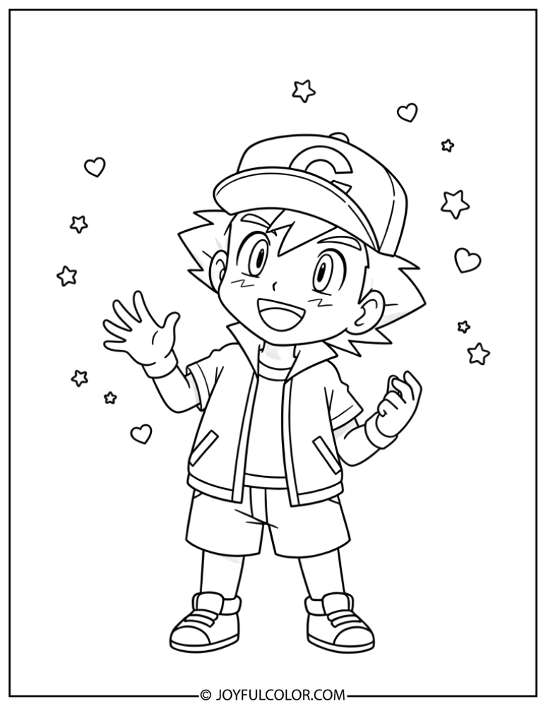Young Ash Coloring Page