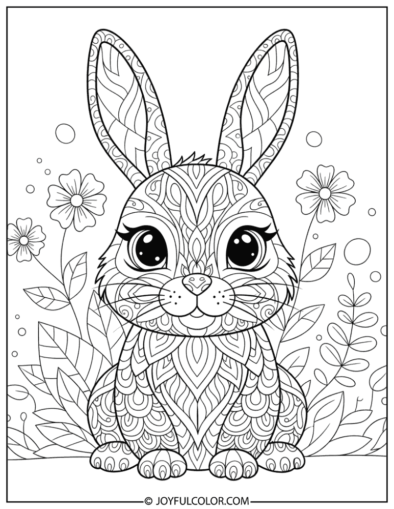 Zentangle Bunny Coloring Page