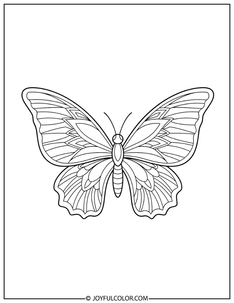Zentangle Butterfly Wings Coloring Page