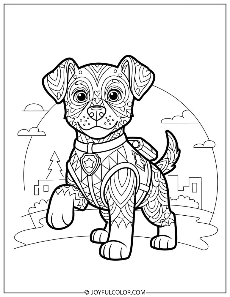 Zentangle Chase Paw Patrol Coloring Page