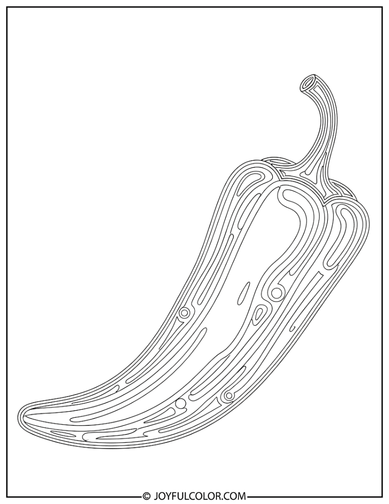 Zentangle Chili Pepper Coloring Page