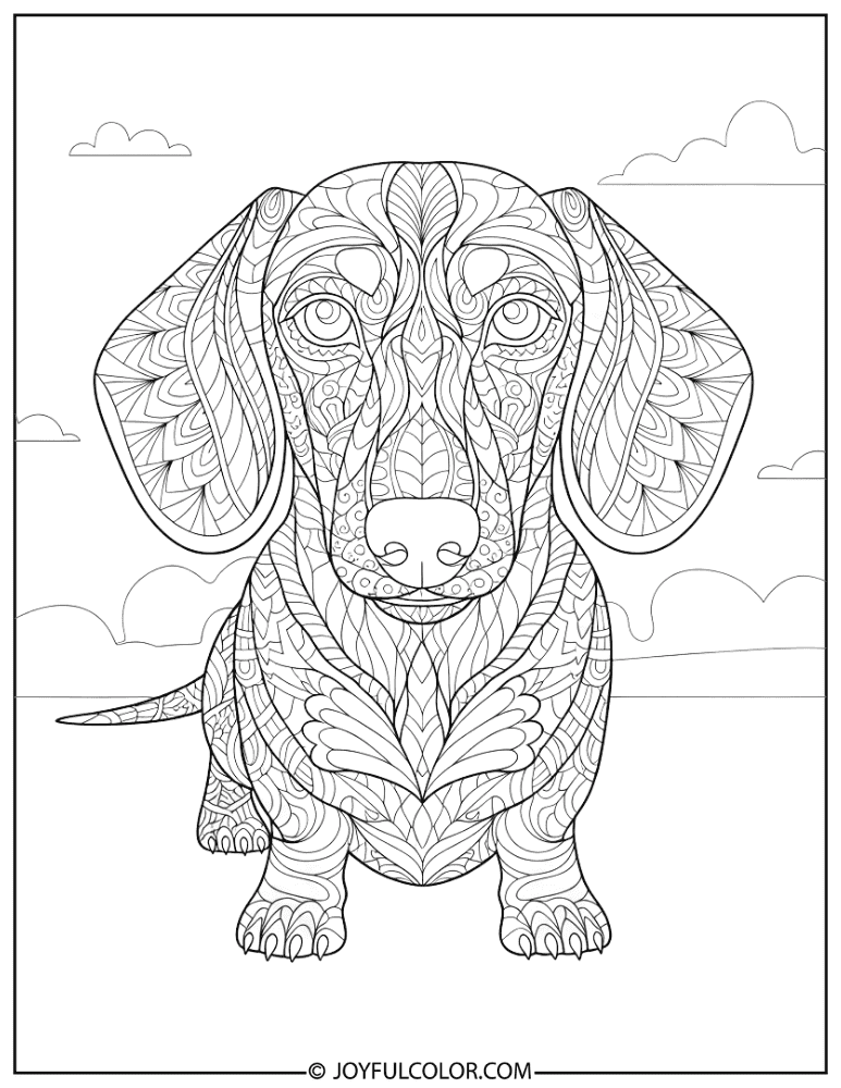 Zentangle Dachshund Coloring Page