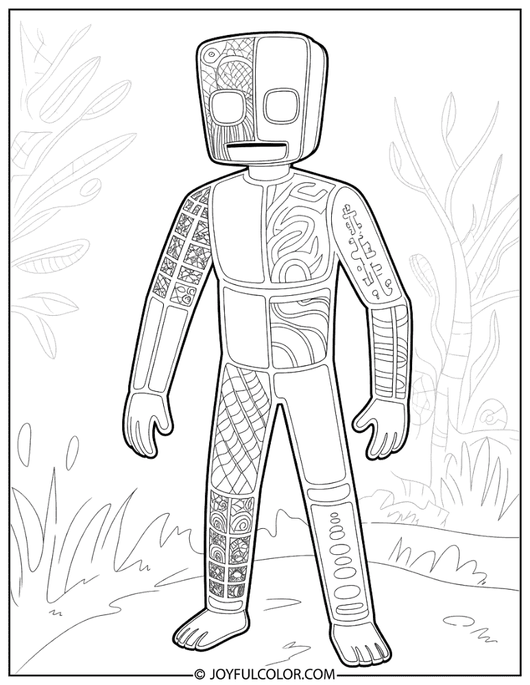 Zentangle Enderman Coloring Page