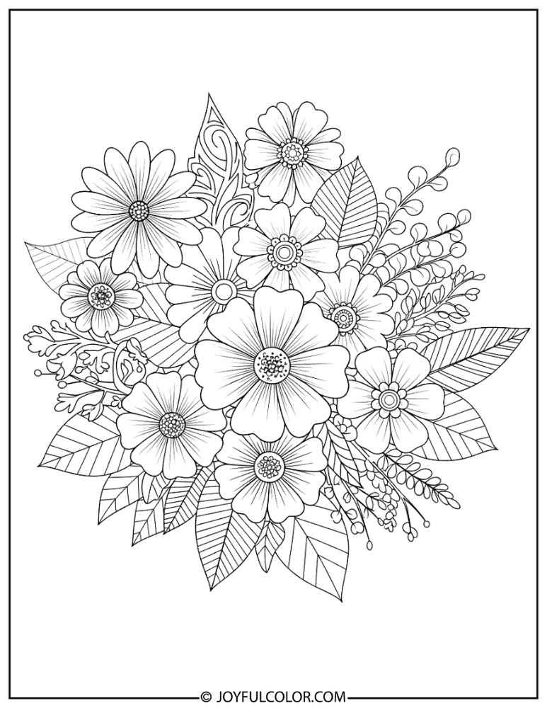 Zentangle Floral Bouquet Coloring Page