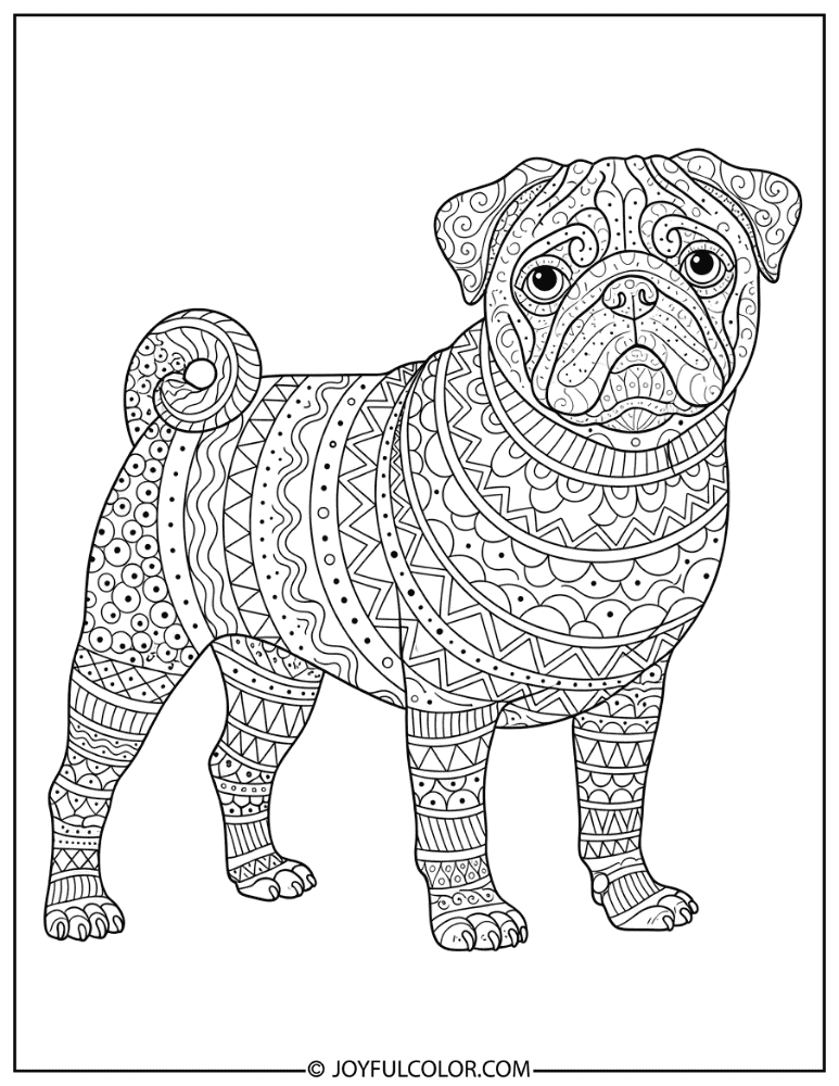 Zentangle Pug Coloring Page