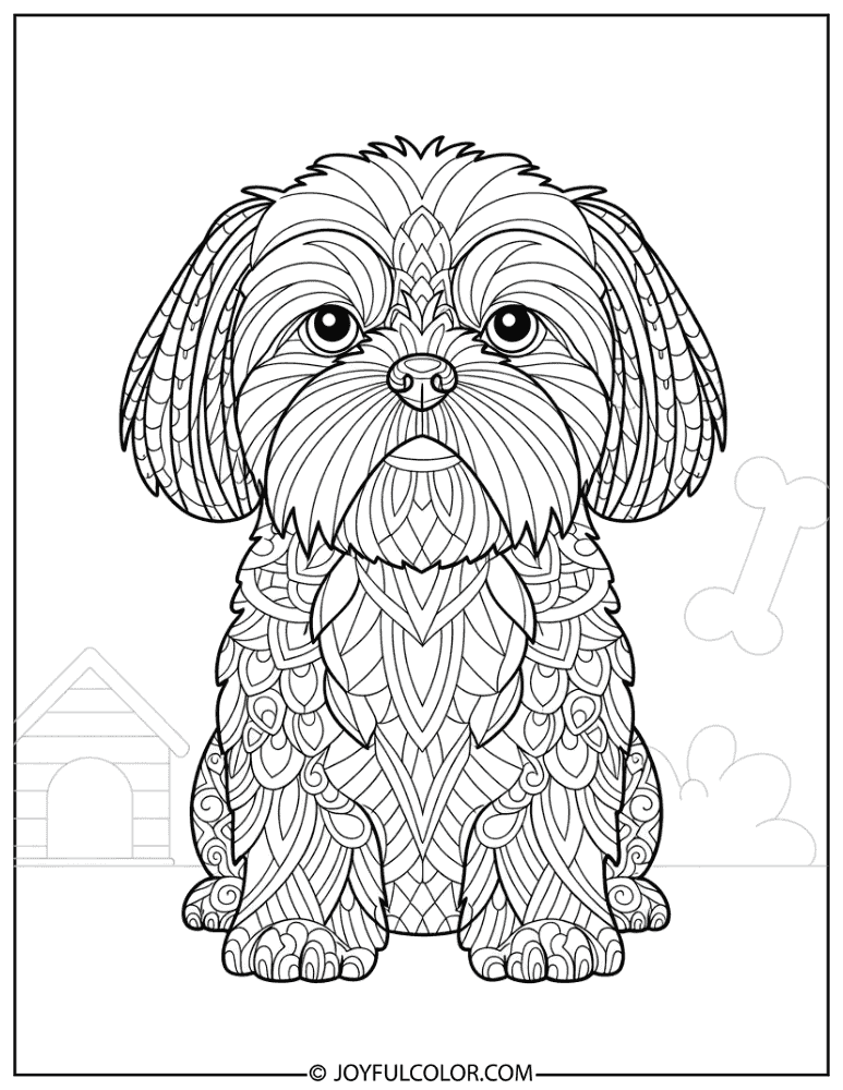 Zentangle Shih Tzu Coloring Page