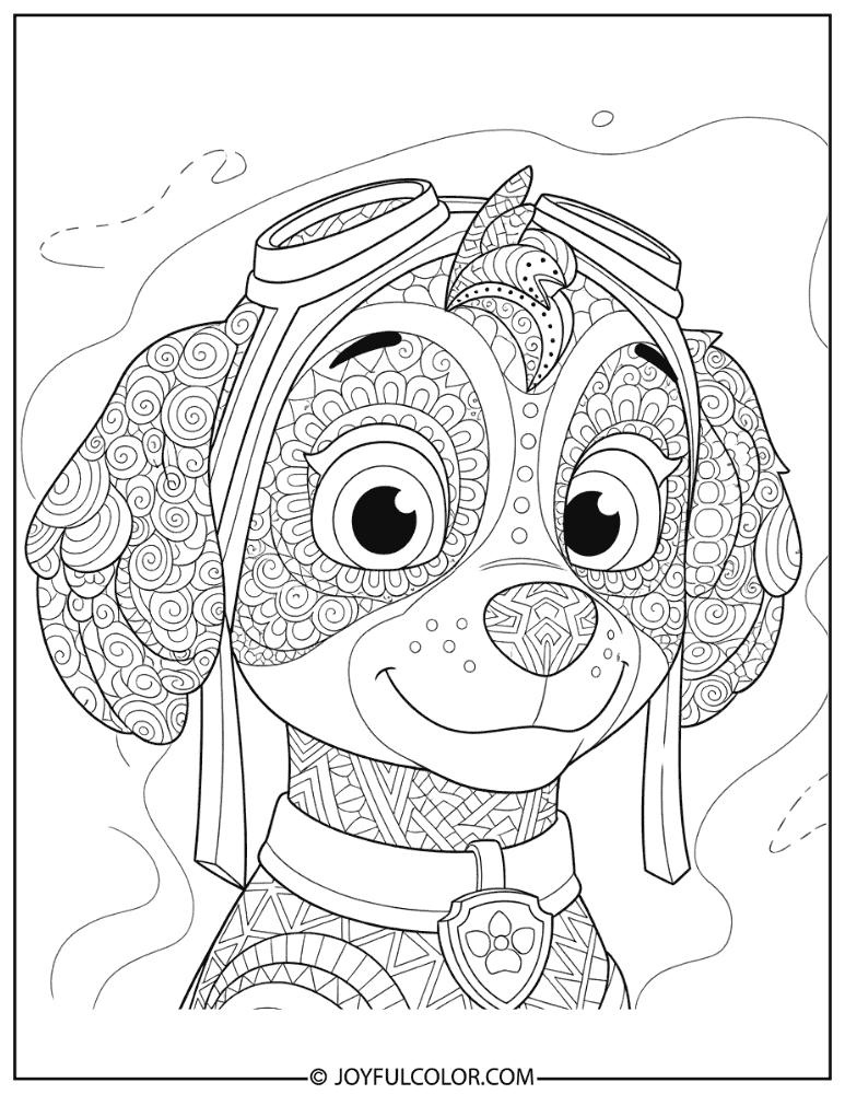 Zentangle Skye Portrait Coloring Page