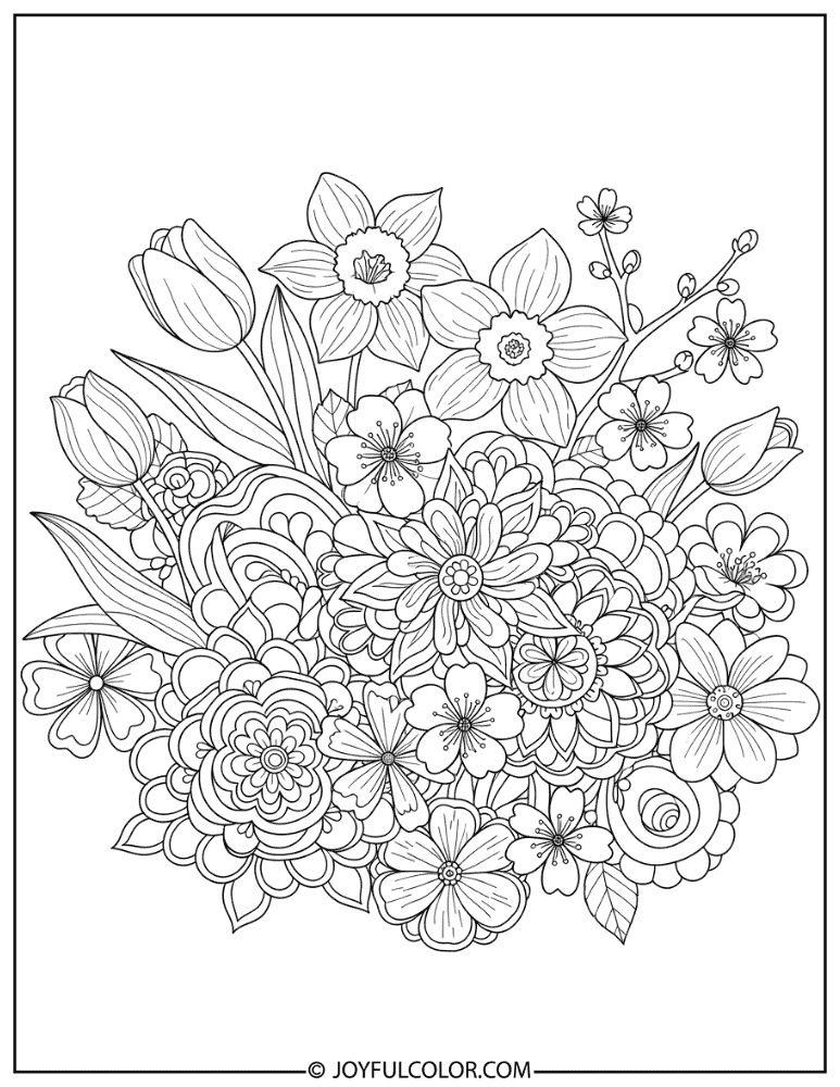 Zentangle Spring Blossom Coloring Page