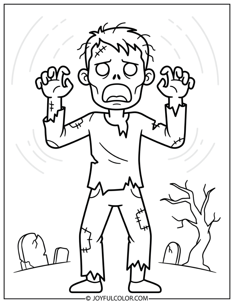 Zombie Groaning Arms Raised