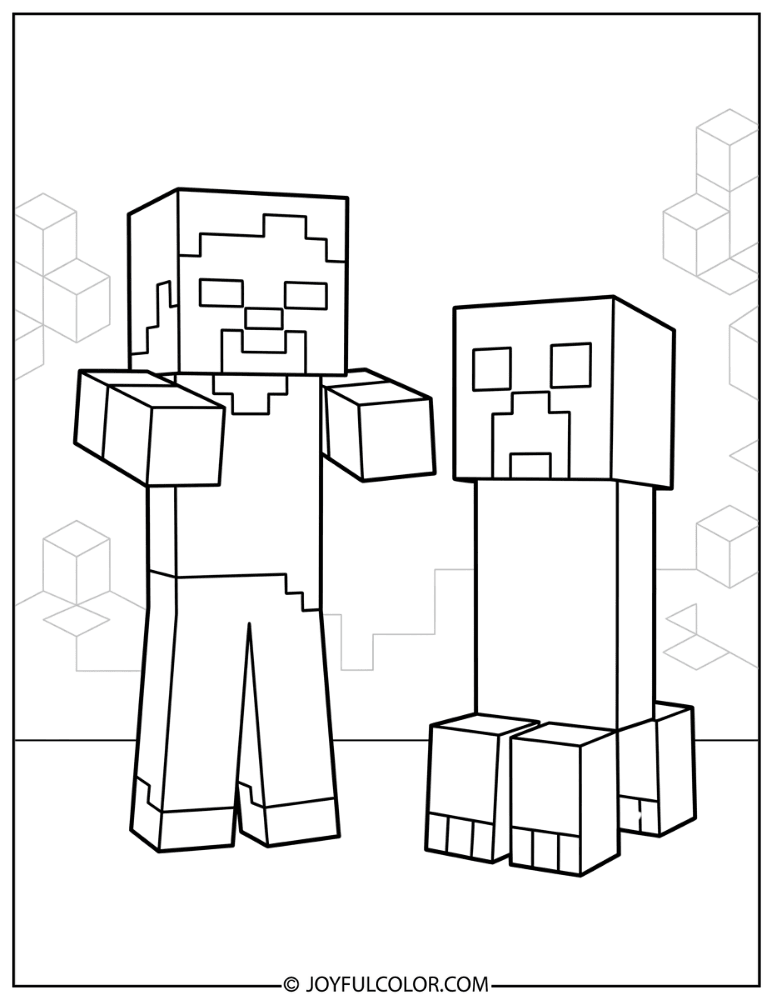 Zombie and Creeper Standing Together