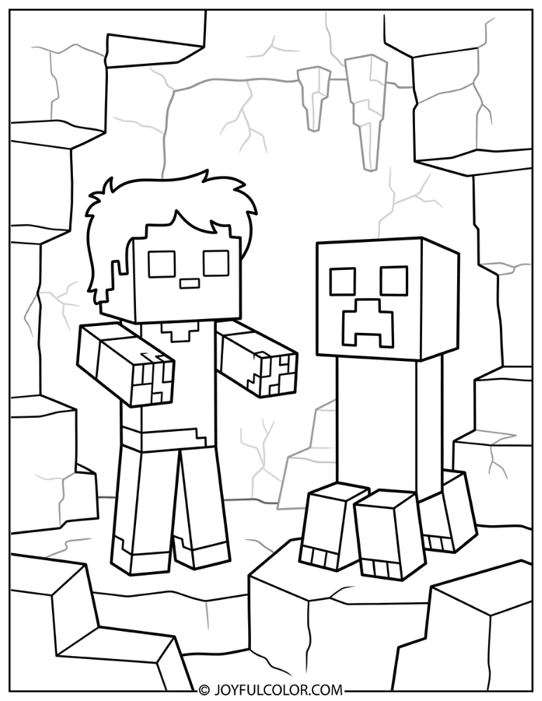 Zombie and Creeper in a Cave