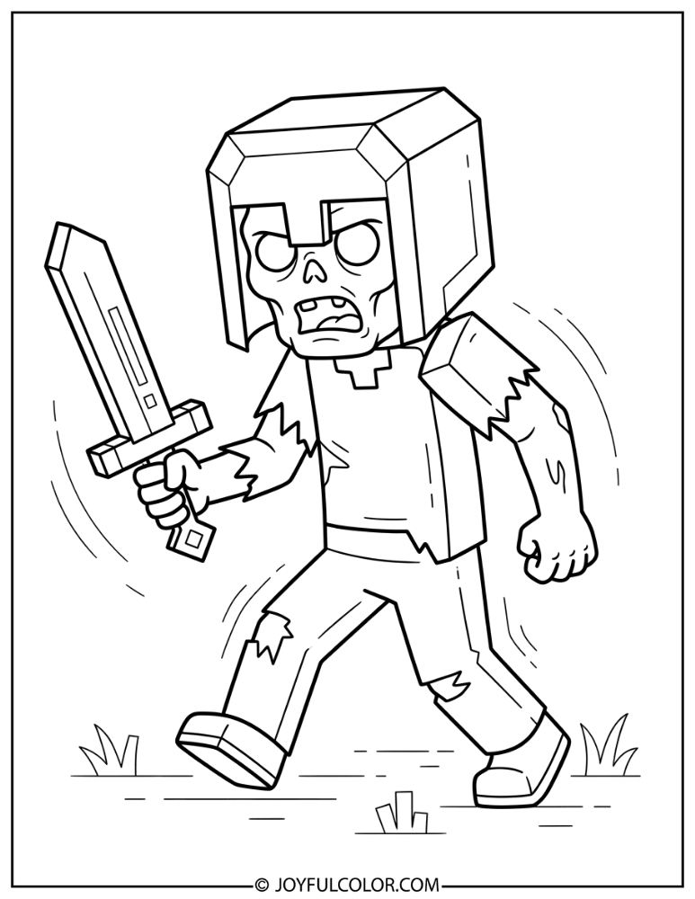 Zombie with Diamond Helmet and Sword